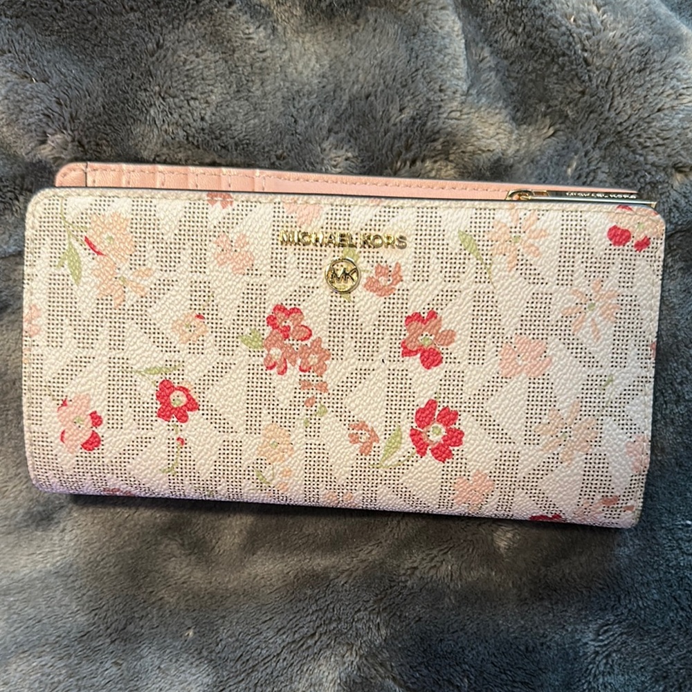Michael Kors Pink and Cream Floral Wallet
